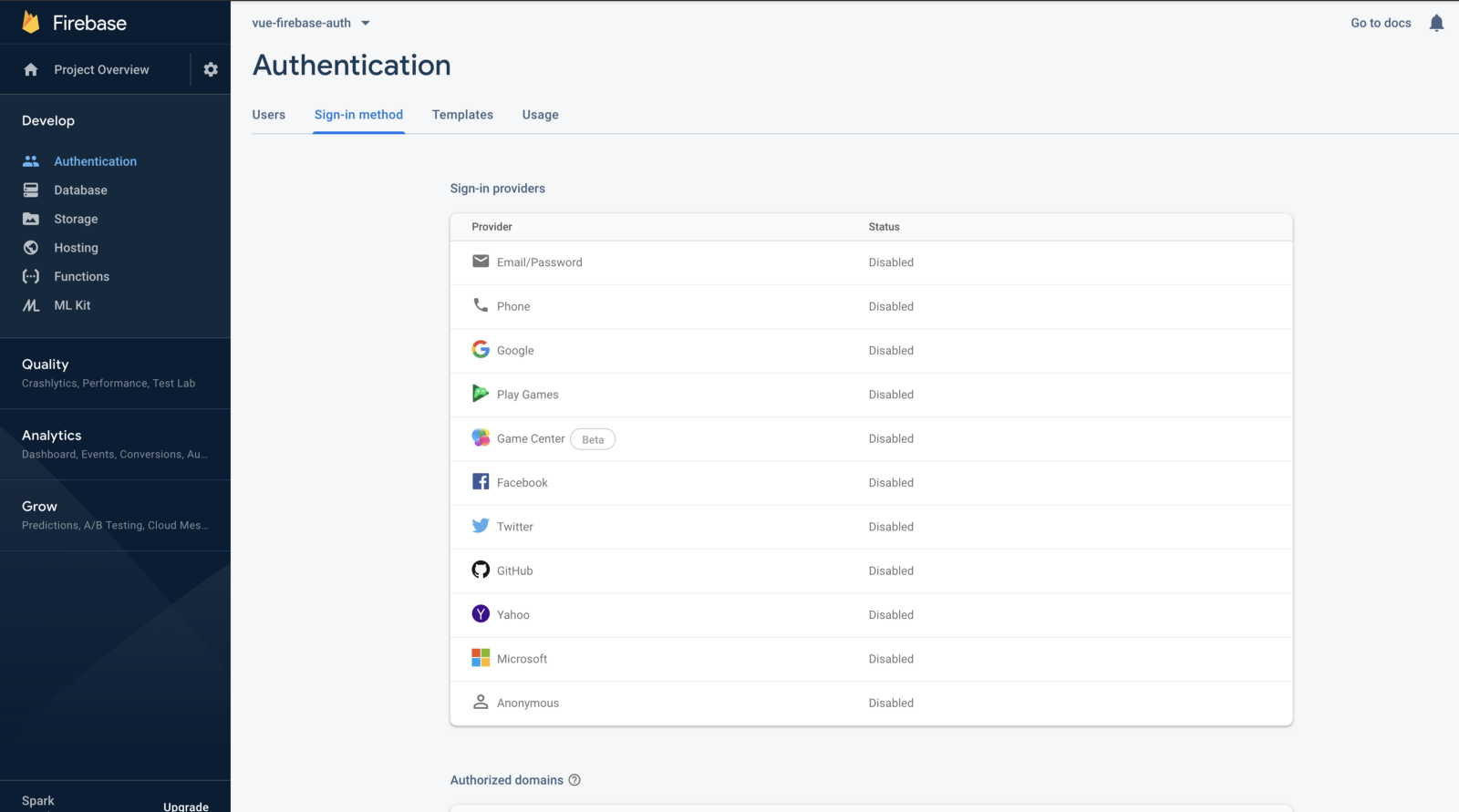 Firebase Authentication Options